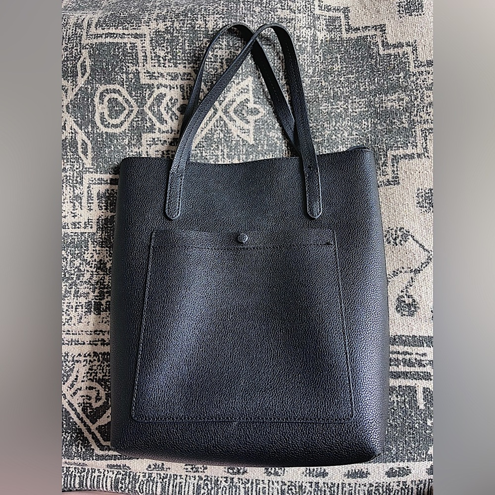 Black Faux Leather Versatile Large Crossbody Tote Bag Purse - Picture 2 of 5